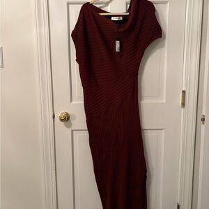 Elegant One Shoulder Burgundy Dress